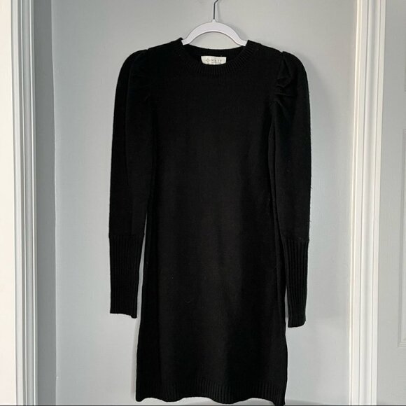 Wayf Lola Puff Sleeve Black Sweater Dress - Picture 2 of 7
